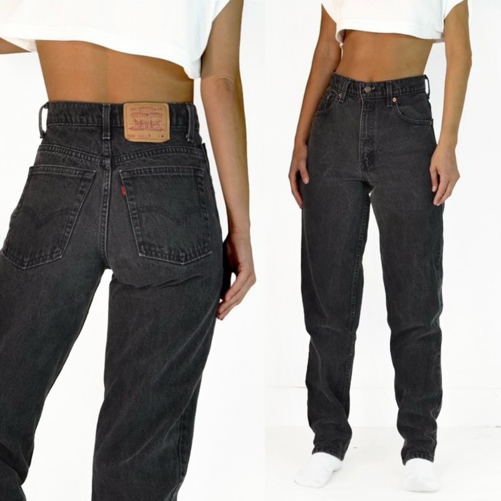 Vintage Levi’s orange tab high-waisted washed black jeans. 🖤